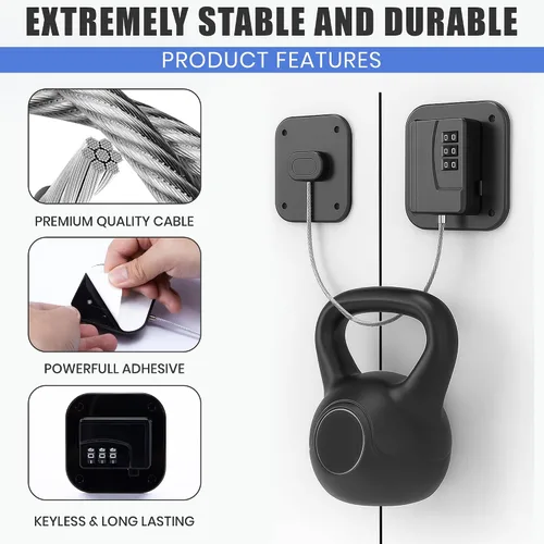 Vista 3 de Paquete de 2 cerraduras para refrigerador con llaves para armario de seguridad infantil Child Safety Lock for Freezer, Cabinets, Closets &