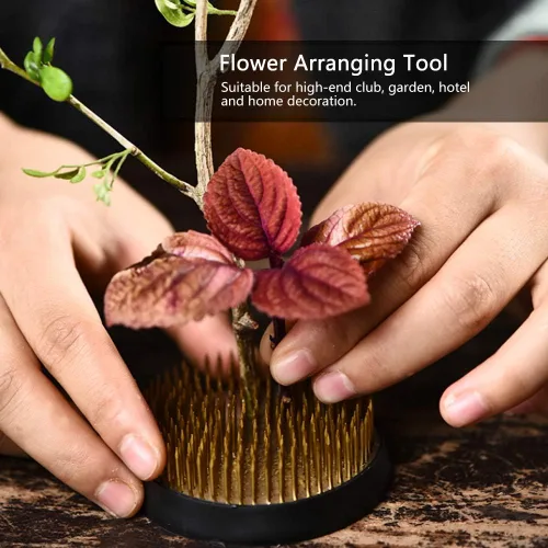 Vista 7 de Oumefar Arreglo floral Decoración Fijación Herramienta Set Flor Kenzan Hierro Alambre Tijera Ikebana Kenzan Japonés Flor Titular Cinta Kenzan