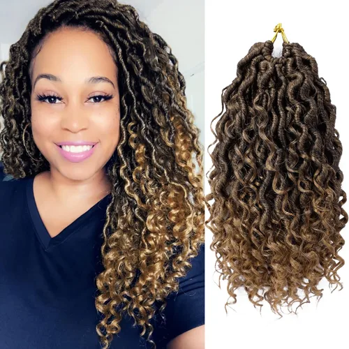 Vista 22 de 8 pulgadas Goddess Faux Locs pelo de ganchillo para mujer negro 7 paquetes de rastas estilo bohemio río para mujeres niños cabello pre rizado