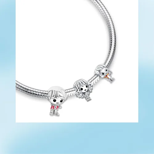 Vista 4 de Dijes colgantes de plata de ley 925 para cámara, mapa de corazón, brújula, triple equipaje, para pulseras, collares, elfo, cachorro, rayo, planeta