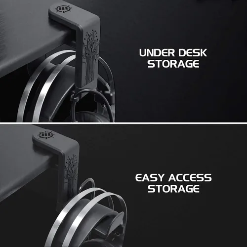 Vista 4 de ENHANCE Soporte para auriculares para juegos de PC, soporte para auriculares de escritorio con rotación ajustable de 360 grados, abrazadera de Negro