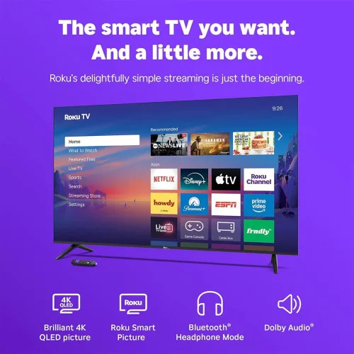 Vista 6 de Roku Paquete de transmisión de 50" Select Series 4K QLED TV HDMI CPS 2026