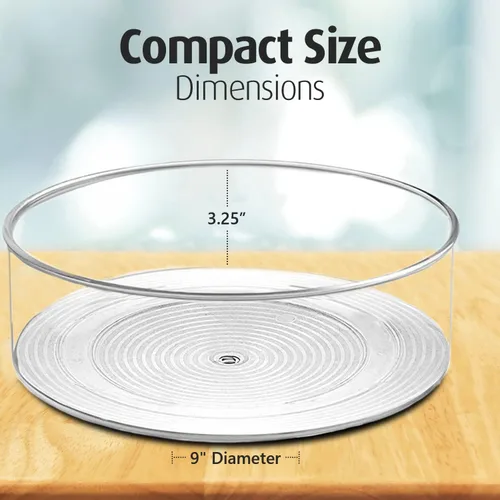 Vista 3 de Lazy Susan - Organizador de tocadiscos – para cocina, despensa, gabinete, mesa de comedor, refrigerador, encimera – Susan giratoria transparente – 9