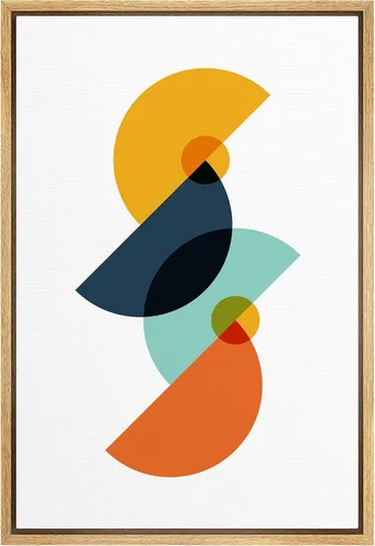 Vista 31 de bestdeal depot Lienzo enmarcado para pared, arte geométrico de sol y montaña, reflejo del mar, naturaleza, ilustraciones de área silvestre, arte