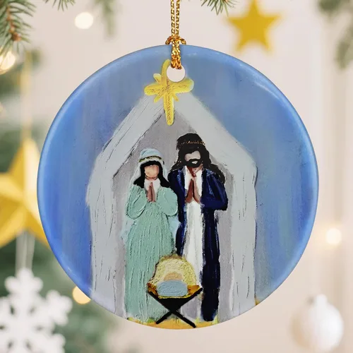 Vista 10 de Adorno de Cruz Católica, Adornos de Navidad Cristianos, Adornos de Árbol de Navidad, Decoración Religiosa de Vacaciones Regalos para Cristianos
