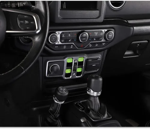 Vista 7 de Cubierta de botón para interruptor de ventana, accesorios interiores para Jeep Wrangler JL JLU y Gladiator JT 2018-2025 (verde)