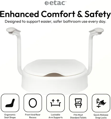 Vista 2 de Etac Hi-Loo - Asiento de inodoro elevado con brazos para ancianos, 4