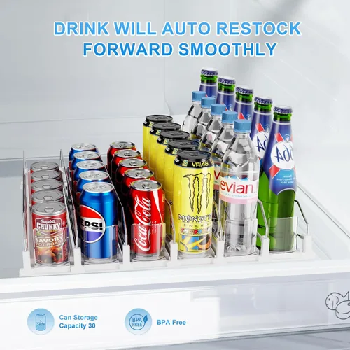 Vista 3 de Dayacoco Organizador de bebidas, dispensador de bebidas de refrescos para refrigerador, organizador de bebidas para nevera, 12 onzas, 16 onzas, 20