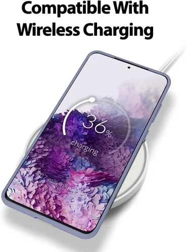 Vista 2 de GOOSPERY Funda de silicona líquida para Samsung Galaxy S20 Plus (2020) Jelly Rubber Bumper Case con forro de microfibra suave, color gris lavanda