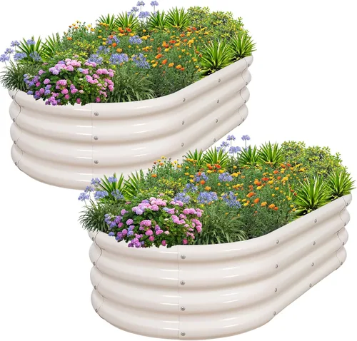 Vista 24 de 1MORE Cama de jardín elevada galvanizada: jardineras para exteriores, camas elevadas para jardinería, kit de cama de jardín de metal de 4 x 2 x 1