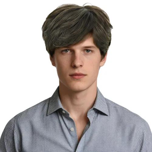 Vista 4 de Creamily Peluca marrón esponjosa en capas para hombre, peluca corta Corto - Marrón - Recto