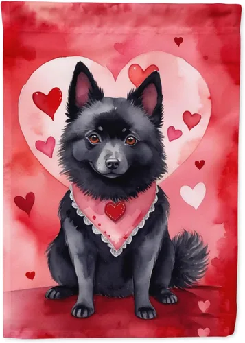 Vista 199 de Caroline's Treasures DAC5252GF Affenpinscher - Bandera de jardín con texto en inglés "My Valentine", bandera decorativa para patio exterior, patio