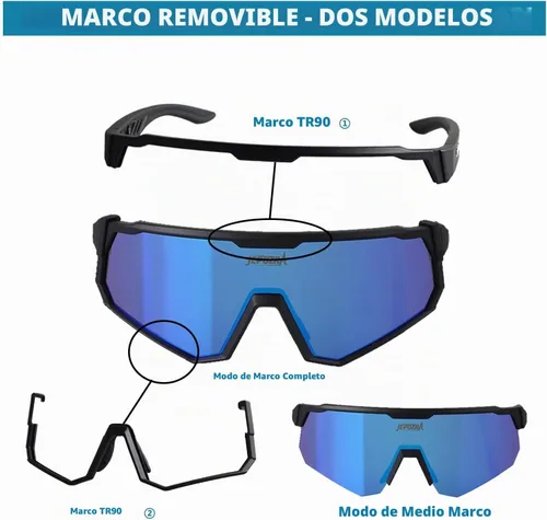 Vista 2 de Gafas de ciclismo polarizadas con 3 lentes intercambiables, gafas de equitación, béisbol, correr, esquí, deportes