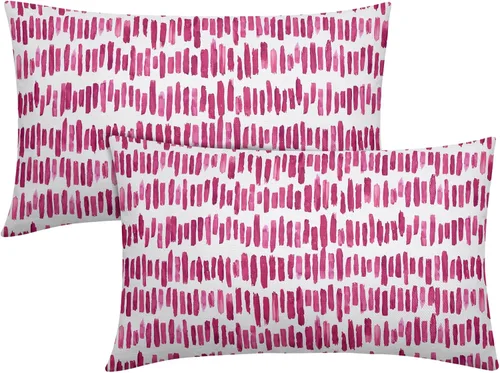 Vista 32 de Juego de 2 fundas de almohada de rayas negras para exteriores, 16 x 16 pulgadas, diseño geométrico de rayas abstractas, algodón y lino, cuadradas