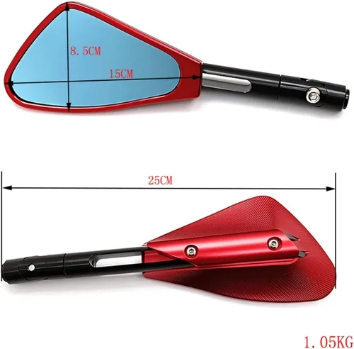 Vista 3 de Espejo retrovisor universal para motocicleta de 0.315 in y 0.394 in, espejo retrovisor lateral para Kawasaki Z750 Z800 Z900 Z900rs Z1000 (color rojo)