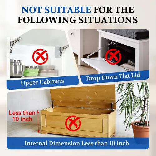 Vista 7 de ARANA 100N Soft Close Hinges for Toy Box Wooden Chest, 2 Pcs