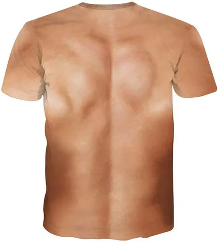 Vista 2 de thuizen Camiseta de broma divertida para hombre con disfraz de musculatura desnuda en 3D