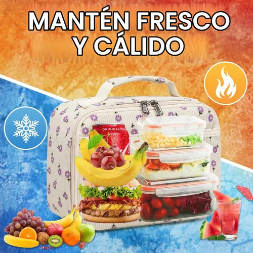 Vista 5 de CAMTOP Lonchera con aislamiento para niños, pequeña hielera térmica para comidas y pícnics escolares (fresa)