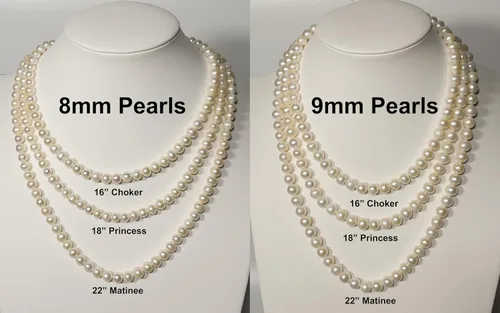 Vista 3 de Collares de perlas cultivadas de agua dulce de color blanco para mujer, cadena de 16 a 48 pulgadas, calidad AA, cierre de plata esterlina chapada