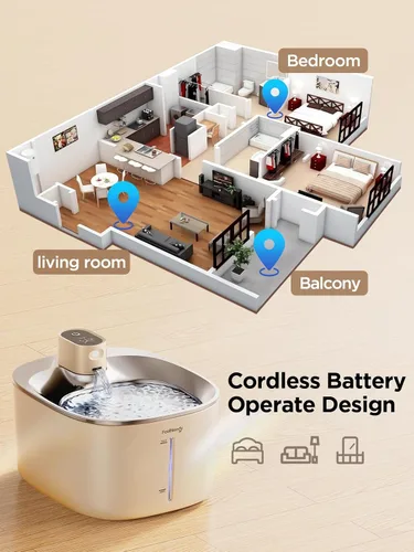 Vista 2 de FEELNEEDY Fuente de Agua para Gatos Operada por Batería, 4L/135 fl oz Fuente de Agua para Mascotas para Gatos y Perro con Sensor de Movimiento