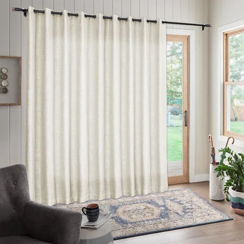 Vista 3 de Frelement Paneles de cortinas de lino hechos a medida para sala de estar, dormitorio, sala de reuniones, cortinas extralargas para techo alto