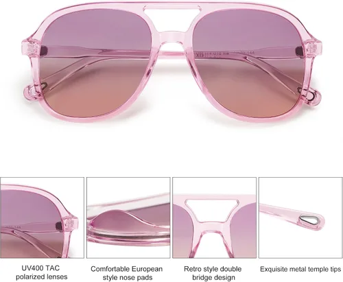 Vista 2 de SOJOS Retro Square Polarized Aviator Trendy Sunglasses for Women and Men
