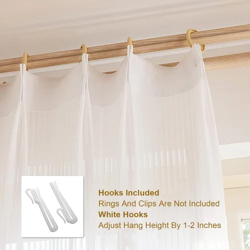 Vista 5 de Juego de 2 paneles de cortinas semitransparentes de 54 pulgadas de largo, cortinas plisadas a rayas para ventana, dormitorio, sala de estar, 2 Rayas