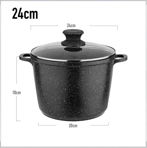 Vista 2 de Olla de sopa de piedra médica – Sartén antiadherente extra grande para el hogar, olla de sopa con tapa de vidrio, cacerola de dos manos, cocina