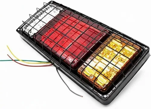 Vista 2 de Kit de 2 luces LED traseras para camión, remolque, 40 LED, impermeable, señal de giro, freno de marcha atrás, luz de marcha atrás con protección