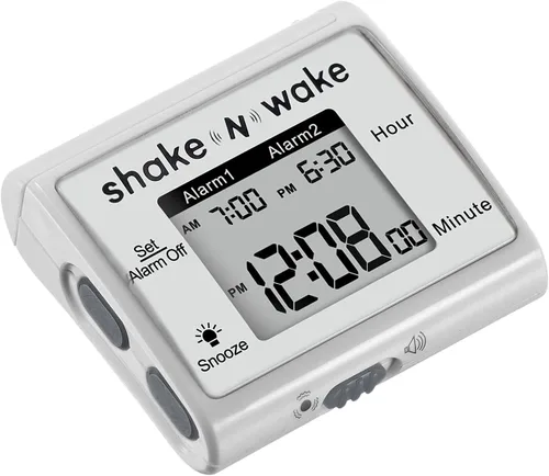 Vista 4 de Tech Tools Reloj despertador vibratorio - Shake N Wake - Reloj de pulsera con alarma silenciosa - con alarma dual