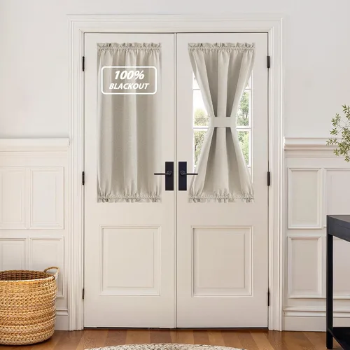 Vista 108 de NICETOWN Cortinas de Lino para Puerta Lateral - Cortinas Opacas con Aislamiento Térmico para Puerta Delantera Francesa para Sombra Pequeña