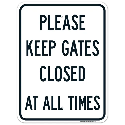 Vista 10 de Letrero con texto en inglés «Please Keep Gates Closed at All Times», 10 x 14 pulgadas, libre de óxido, aluminio 040, resistente a la decoloración