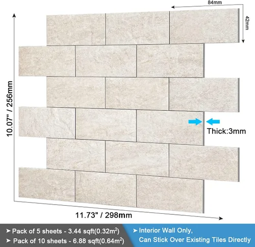 Vista 6 de BeNice Protector Contra Salpicaduras Adhesivo para Cocina, Azulejos Adhesivos para Pared de Baño, Azulejos de Ducha Adhesivos Impermeables
