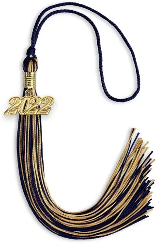 Vista 317 de Endea Graduation - Borla de doble color mixto con fecha dorada (negro/dorado antiguo, 2021)