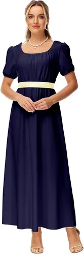 Vista 6 de AOBUTE Womens Regency Dress Halloween Costume Maxi Dresses with Satin Sash