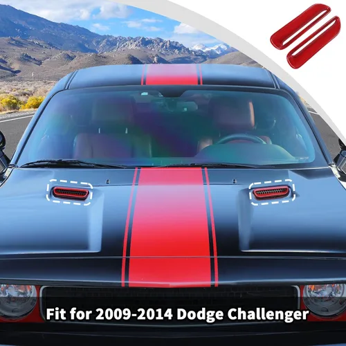 Vista 3 de JWWY Para Challenger Hood Aire Acondicionado Salida de Aire Acondicionado Trim para 2009-2014 Dodge Challenger Accesorios, ABS Rojo 2 piezas
