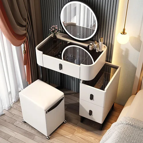 Vista 11 de Vanity Desk with Mirror and Drawers, White Vanity with Mirror, Wooden Makeup Desk for Bedroom Dressing Room, with Adjustable Brightness Mirror,Dark