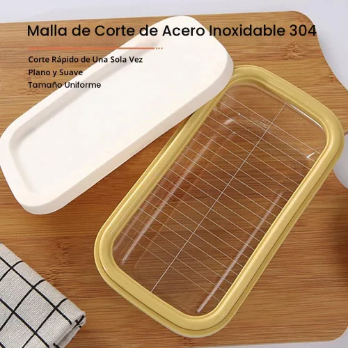 Vista 3 de UNIVIVO Cortador de Mantequilla de Plástico, Envase de Mantequilla con Tapa para Nevera, Corte Fácil de Dos Barras de Mantequilla de 4oz
