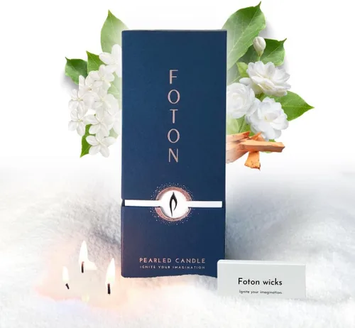 Vista 14 de Foton Pearled Candle - Vela de cera en polvo de 18 onzas – Velas de arena de cera en polvo con aroma a abeto navideño festivo, no tóxicas, de larga