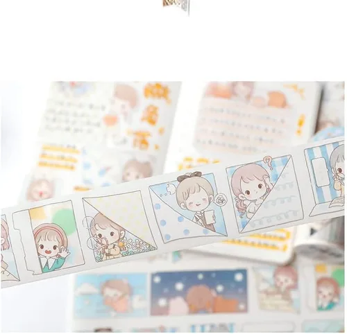 Vista 2 de Juego de cintas kawaii washi, lindas calcomanías decorativas de estilo japonés para diario, álbumes de recortes, manualidades para niños