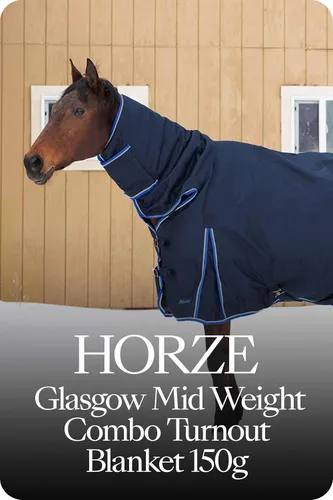 Vista 7 de HORZE Glasgow - Manta de caballo de invierno impermeable de peso medio con cubierta para el cuello (relleno de 5.29 oz), color azul oscuro, 69