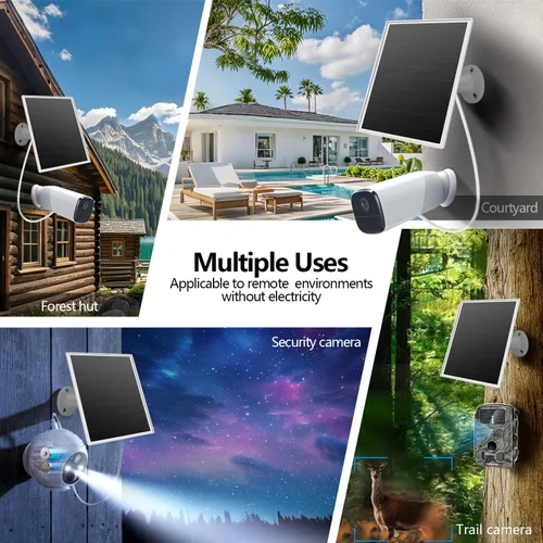 Vista 3 de Panel solar de 8 W para cámara de seguridad al aire libre, micro USB de 5 V y cargador de panel solar USB - C, se adapta a Eufy/Wyze/Reolink DC 5V