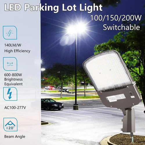 Vista 2 de Luz de estacionamiento LED al aire libre de 200 W con accesorio deslizante, 5000K luz diurna 28000LM 750W HPS/HID equivalente, UL comercial LED