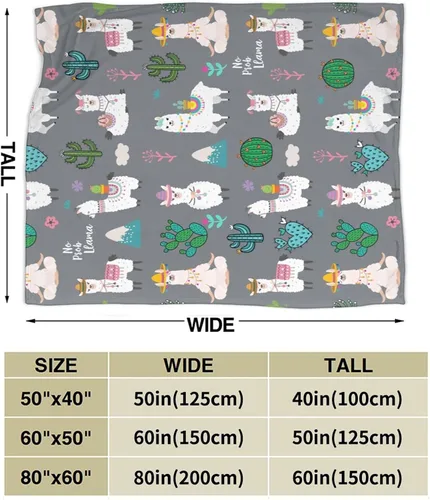 Vista 3 de Manta de franela suave y cálida con diseño de llama alpaca, manta de cama de franela de forro polar, regalo para niños, niñas, adultos o silla