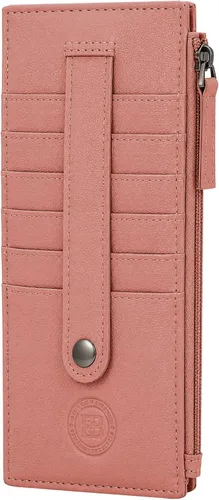 Vista 17 de Leatherboss - Funda para tarjetas todo en uno, cartera delgada con correa de protección para tarjetas, Beige, Cartera con tarjetero