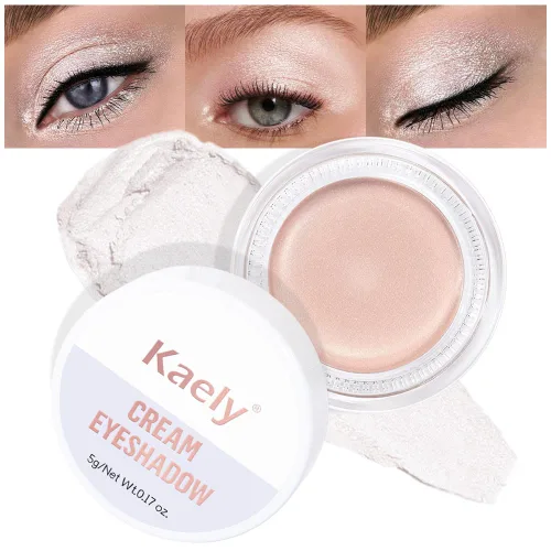 Vista 23 de evpct Paleta de maquillaje en pote de sombra de ojos en crema única para mujeres mayores, sombra de ojos de champán con shimmer, glitter metálico