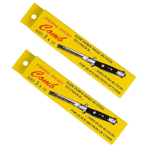 Vista 3 de Switchblade - Peine plegable de bolsillo de 9 pulgadas, peine de acero inoxidable para barba para hombres, peines de bigote de dientes finos