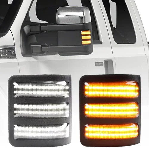 Vista 8 de Jinfili Luces intermitentes dinámicas para espejo lateral y lámpara de funcionamiento para Ford 2015-2024 F150, 2017-2024 F250 F350 F450 F550 Super