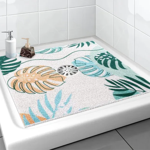 Vista 15 de Tapete de Ducha Cuadrado Extra Grande, Yonala 36 x 36 Pulgadas Tapetes de Ducha Elegantes Antideslizantes para Interior de Ducha con Orificio