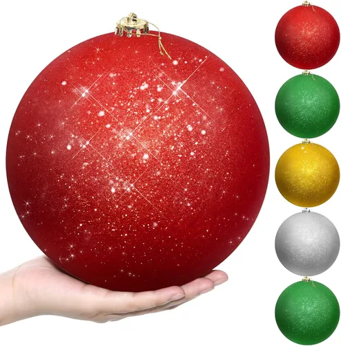 Vista 12 de Zubebe 6 Piezas Bolas de Navidad Extra Grandes de 8" para Exteriores, Adornos Jumbo Oversized para Árbol de Navidad, Decoraciones Gigantes, Bolas